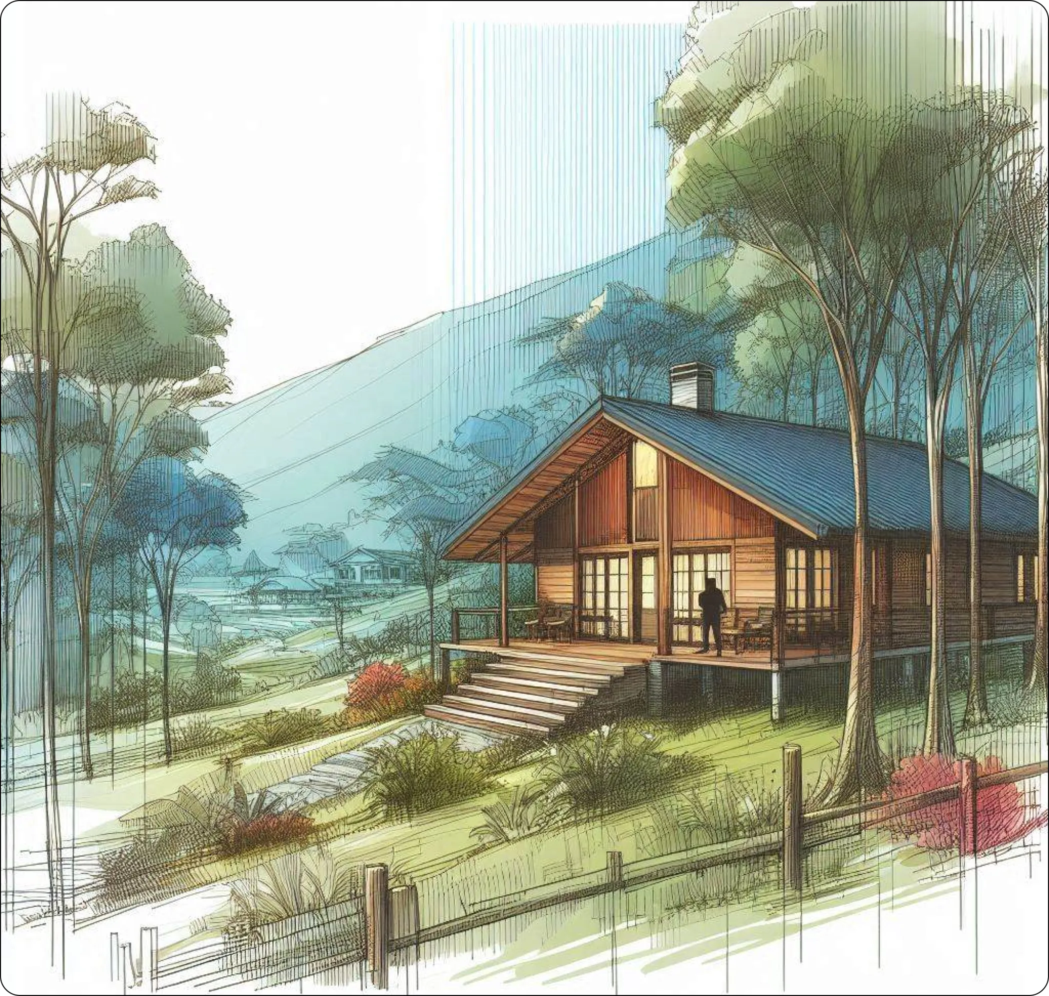 Peaceful countryside illustration